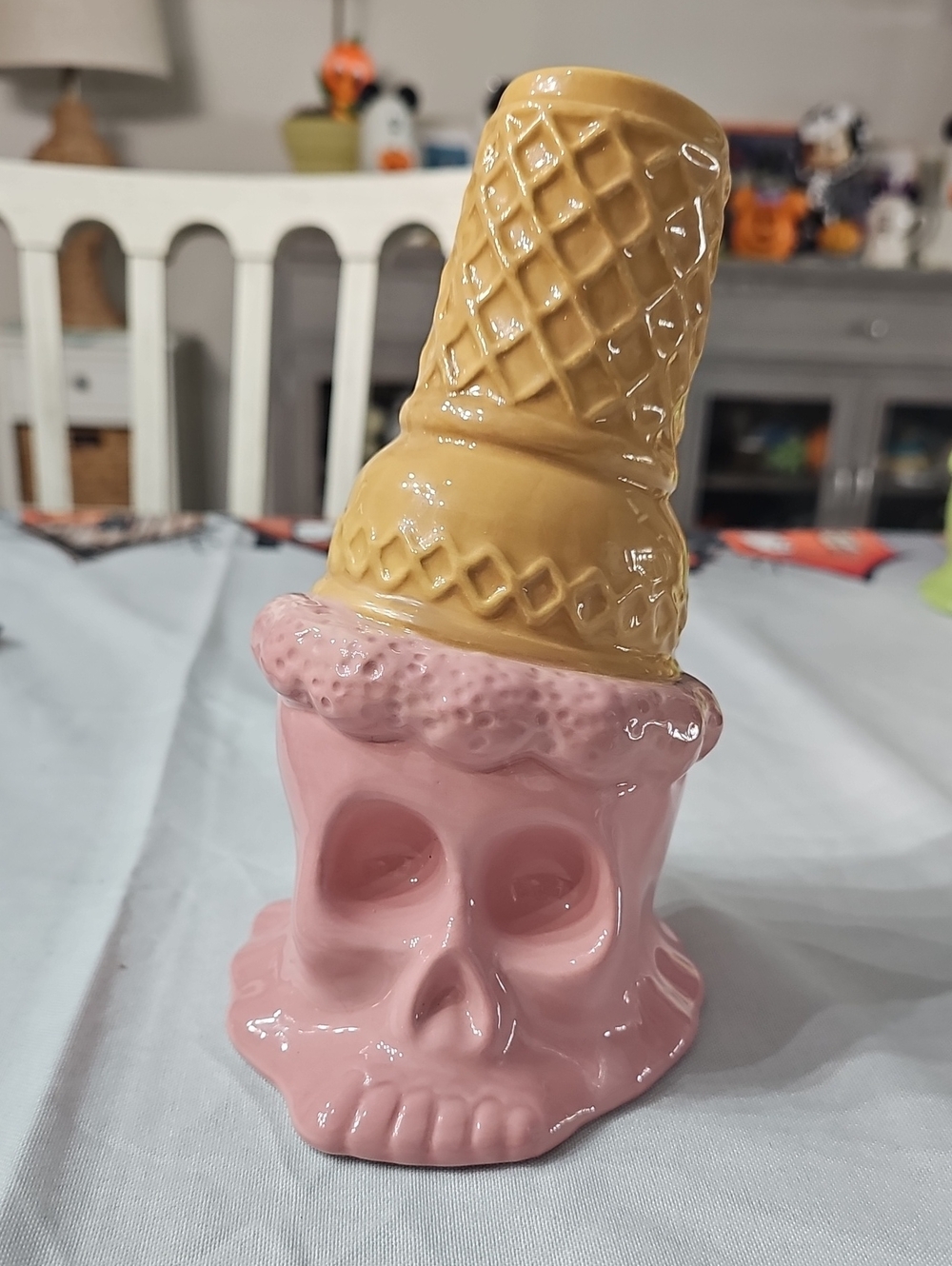 New! Halloween Pink Skull Ice Cream Cone
